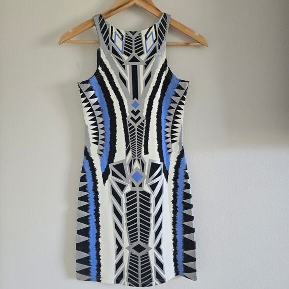 *NWT Minkpink Bodycon Mini Dress-XS Festival Aztec Futuristic - Picture 3 of 9